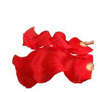 YZWHKJ Belly Dance Fan Real Silk Fan Veils For Belly Dance Bamboo-Ribs Folding Long 1.8m/2.1m Hand Made Dyed(Style 15,XXL-280x90cm)
