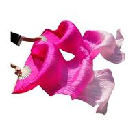YZWHKJ Belly Dance Fan Real Silk Fan Veils For Belly Dance Bamboo-Ribs Folding Long 1.8m/2.1m Hand Made Dyed(Style 4-s,XL-210x90cm)