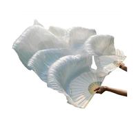 YZWHKJ Belly Dance Fan Real Silk Fan Veils For Belly Dance Bamboo-Ribs Folding Long 1.8m/2.1m Hand Made Dyed(Style 13,S-120x90cm)