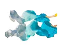 YZWHKJ Belly Dance Fan Real Silk Fan Veils For Belly Dance Bamboo-Ribs Folding Long 1.8m/2.1m Hand Made Dyed(Style 2,M-150x90cm)