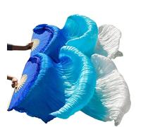 YZWHKJ Belly Dance Fan Silk Belly Dance Veil Fans Dyed Performance Long Fan Dancing Real(Color 12,180x90cm)