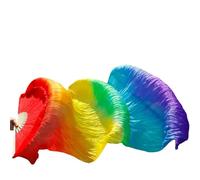 YZWHKJ Belly Dance Fan Women Belly Dancing Fan Veils Gradient Color Dancer Practice Imitation Silk 1pair/1pc Long 120/150/180cm(15,1 pair-150x90cm)