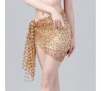 YZWHKJ Belly Dance Skirt Belly Dance Hip Scarf Sequin Woven Wrap Skirt Chain Belt Rave Dancer Performance Costume Accessory Carnival(Gold,2pcs)