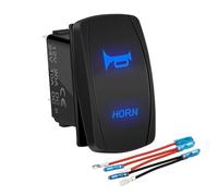 YZWRWRMKTB 1PC UTV RZR Marine Rocker Switch 12V 20A Momentary Horn Button Blue LED For Auto Train ATV Boat With Wire