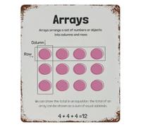 YZWRWRMKTB Data Arrays Metal Sign Math Vintage Educational Chart Programming Basics Poster Classroom Wall Decor for Computer Science Office 8 X 12 inch