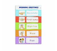 YZWRWRMKTB Educational Preschool Poster - Classroom Greetings and Rules Chart for Circle Time, Welcome Decor for Early Childhood(Framed,12x18inch(30x45cm))