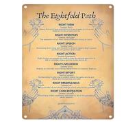 YZWRWRMKTB Eightfold Path Buddha Teaching Metal Wall-Art 8x12 Inch | Educational spiritual principles on tin suits yoga studio zen space