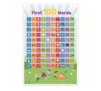 YZWRWRMKTB Sight Words Learning Poster - First 100 High Frequency English Words Chart - Reading Readiness Tool for Kindergarten Grade 1(Framed,08x12inch(20x30cm))