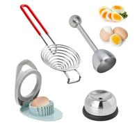 Yzwuyou 4 Pcs Egg Slicer Set, Egg Slicer, Egg Shell Remover, Egg Piercer and Egg Separator Tool for Evenly Slicing Boiled Eggs Ham Kiwi Banana and Strawberry (Dishwasher Safe)