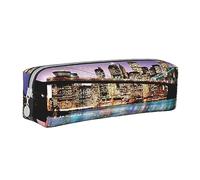 YZWXYYCWM Brooklyn Bridge at Night Leather Pencil Case - Durable, Stylish, and Compact Stationery Organizer for Men, Women, and Unisex - for Back to Desk, Travel, and Office Supplies