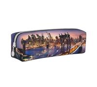 YZWXYYCWM Brooklyn Bridge Leather Pencil Case - Durable, Stylish, and Compact Stationery Organizer for Men, Women, and Unisex - for Back to Desk, Travel, and Office Supplies