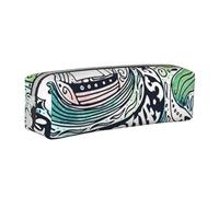 YZWXYYCWM Deep Blue Animal Whale Leather Pencil Case - Durable, Stylish, and Compact Stationery Organizer for Men, Women, and Unisex - for Back to Desk, Travel, and Office Supplies