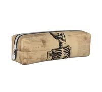 YZWXYYCWM Fun Human Skeleton Leather Pencil Case - Durable, Stylish, and Compact Stationery Organizer for Men, Women, and Unisex - for Back to Desk, Travel, and Office Supplies