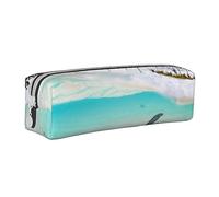 YZWXYYCWM Palm Trees and Sea Turtles Leather Pencil Case - Durable, Stylish, and Compact Stationery Organizer for Men, Women, and Unisex - for Back to Desk, Travel, and Office Supplies