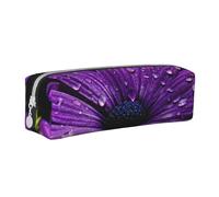 YZWXYYCWM Purple Chrysanthemum Leather Pencil Case - Durable, Stylish, and Compact Stationery Organizer for Men, Women, and Unisex - for Back to Desk, Travel, and Office Supplies