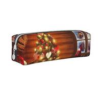 YZWXYYCWM Santa Outside The Window Leather Pencil Case - Durable, Stylish, and Compact Stationery Organizer for Men, Women, and Unisex - for Back to Desk, Travel, and Office Supplies
