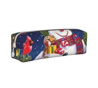 YZWXYYCWM Snowman Squirrel Owl Leather Pencil Case - Durable, Stylish, and Compact Stationery Organizer for Men, Women, and Unisex - for Back to Desk, Travel, and Office Supplies