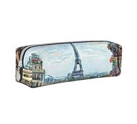 YZWXYYCWM Street in Paris Town Leather Pencil Case - Durable, Stylish, and Compact Stationery Organizer for Men, Women, and Unisex - for Back to Desk, Travel, and Office Supplies