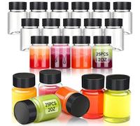 YZXODN 25 Pack 2 oz Plastic Shot Bottles with Cap, Empty Containers for Ginger, Juice, Liquids, Sample, Whiskey, Reusable Small Wide Mouth Travel Bottles for Christmas, DIY, Weddings, Parties