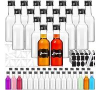 YZXODN 50 Pack 2 oz Mini Liquor Bottles, Plastic Alcohol Bottles with Funnels, Airtight Shot Bottles, Little Spirit Bottle with Black Cap, Hot Sauce Bottles for Cocktail, Party Favors, Weddings