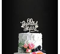 YzYbuaego 60 Diamond Years Cake Topper, 1 Count, Metallic, Perfect for 60th Birthday or Anniversary Parties