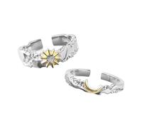 YZYDF Delicate Love Sun Moon Matching Rings Stainless Steel Sun Moon Rings for Couples Simple Elegant Love Rings Jewelry