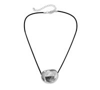 YZYDF Stylish Metal Oval Shaped Neckchain Geometric Pendant Necklace Adjustable PU Leather Cord Clavicle Chain Elegant Jewelry