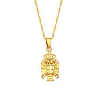 YZyizhen Serbia Eagle Outline Pendant Necklace - Serbian Totem Charm Thin Chain Patriotic Dainty Jewelry, Ethnic Style Hip-Hop Women Men Girl Unisex Gifts,Yellow,One Size