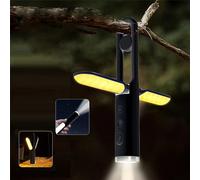 YZYOE 2-in-1 LED Rechargeable Multifunctional Camping Light Flashlight, with Hook and Extendable Cross Shaped Flashlight, Outdoor Portable White Light and Warm Light and Red Lamp.