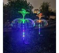 YZYOE 2 Packs of LED Solar Double-Layer Jellyfish Butterfly Lights, Seven Color Gradient Outdoor Courtyard Decoration, Wireless Dusk to Dawn Waterproof Garden Road Landscape