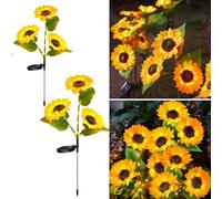 YZYOE 2 Packs of LED Solar Three Head Sunflower Decorative Lights, 2-Mode Outdoor Courtyard Atmosphere Lights, Wireless Waterproof from Dusk to Dawn，Flower Gift Lamp for Ladies.