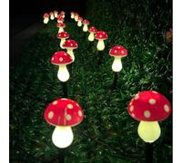 YZYOE 20 Pack LED Outdoor Solar Ground Plug-in red Color Mini Mushroom Warm Lights, Waterproof Solar Courtyard Decoration Cute Little Mushroom Light, with 8 Lighting Modes.