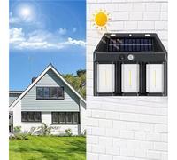 YZYOE 3 LED Outdoor Solar Induction Warm Light Wall Lamp, Adjustable 3-Mode Courtyard Light, Wireless Dusk to Dawn Motion Sensor Searchlight IP65 Waterproof.