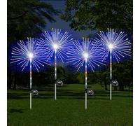 YZYOE 4 Pack LED Outdoor Solar Ground Inserted Colorful Fireworks Lights, Gradient Garden Decorative Waterproof Courtyard Atmosphere Light, 2 Modes DIY Path