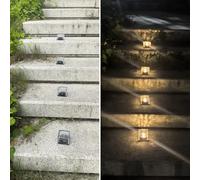 YZYOE 4 Packs of LED Solar Powered Small ice Bricks Lights, Warm Light Outdoor Courtyard Decorative Tile Stone Lights Wireless Twilight to Dawn Waterproof Garden Road Landscape Lamp.