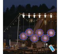 YZYOE 6 Pack LED Outdoor Solar Colorful Gradient Fireworks Lights with Remote Control, Waterproof Solar&USB Powered Courtyard Atmosphere Decorative Lights,8 Modes DIY Path Light.