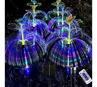 YZYOE 6 Pack LED Outdoor Solar Powered Double-Layer Butterfly Jellyfish Lights with Remote Control, Waterproof Solar Powered Courtyard Atmosphere Decorative Lights, Multi-Color Landscape Trail Light.
