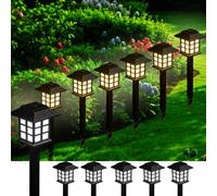 YZYOE 6 Packs of LED Solar House Lights, Outdoor Courtyard Decoration Floor Plug-in Warm Light, Wireless Dusk to Dawn Waterproof Garden Road Landscape Lights.