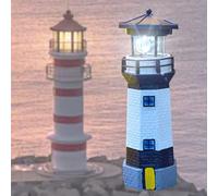 YZYOE Black and White Solar Lighthouse, Rotating LED Lighthouse Decorative Lights, Courtyard Waterproof Landscape Lights, Outdoor Solar Lamp Resin Crafts As Gifts for Friends.