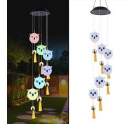 YZYOE Cute Solar Owl Wind Chime Decorative Light，Animal Wind Chimes with Bells， A Gift for Friends with Movable LED Colorful Outdoor Decorative Lights.