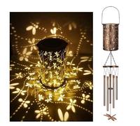 YZYOE Cute Solar Powered Dragonflys Lantern Wind Chime Decorative Light, Iron Art Dragonflys Lantern Wind Chime, A Portable LED Outdoor Decorative Light Gift for Friends.