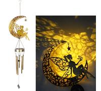 YZYOE Cute solar powered moon flower fairy wind chime decorative light, iron art fairy wind chime, A portable LED outdoor decorative light gift for friends.