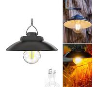 YZYOE LED Outdoor Solar Warm Light Camping Light, Waterproof Solar and USB Powered Retro Courtyard Lighting, 2 Mode Portable Emergency Light with Hook.