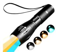 YZYOE LED Rechargeable White, Yellow, Orange, Lake Blue Four Light Source Photography Fill Light Flashlight, 1800K Amber Eye Protection Lamp, Lake Blue, 3000K Yellow Cold Warm Light Flashlight.