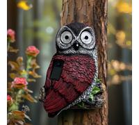 YZYOE LED Solar owl wall Hanging Light, Outdoor Atmosphere Decoration lamp, Cute Resin owl Eye Glowing Garden Landscape Light.