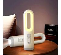 YZYOE Rechargeable 2-in-1 Portable Warm Light Motion Sensor Bedside Lamp and LED White Light Flashlight, Suitable for Outdoor Camping Children to Read and More.