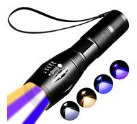 YZYOE Rechargeable Multi Function Flashlights - 4 Color Lights, Black Light UV Flashlights, Blood Tracking Light for Hunting，4 Modes. LED UV Black and Blue Light and White Lights and Yellow Lamps