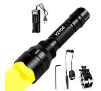 YZYOE Rechargeable Yellow Light Tactical Flashlight，600 Yards Yellow LED Hunting Light kit, Universal Picatinny Rail Mount with Pressure Switch for Long Distance Night Hunt.