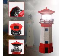YZYOE Red Solar Lighthouse, Rotating LED Lighthouse Decorative Lights, Courtyard Waterproof Landscape Lights, Outdoor Solar Lights Resin Crafts As Gifts for Friends.