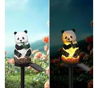 YZYOE Solar Energy Panda Light, Garden Decoration Resin Cute Animal Ground Lamp, Wireless Dusk to Dawn LED Sconce Lights Waterproof.